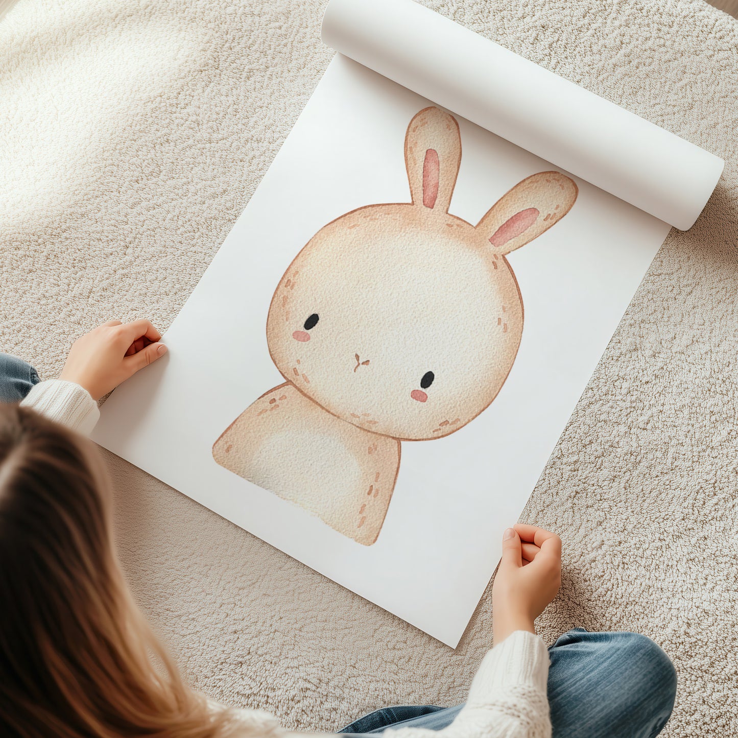 Kinderzimmerbild Hase Din A4 A3 - Poster für das Kinderzimmer babyzimmer 