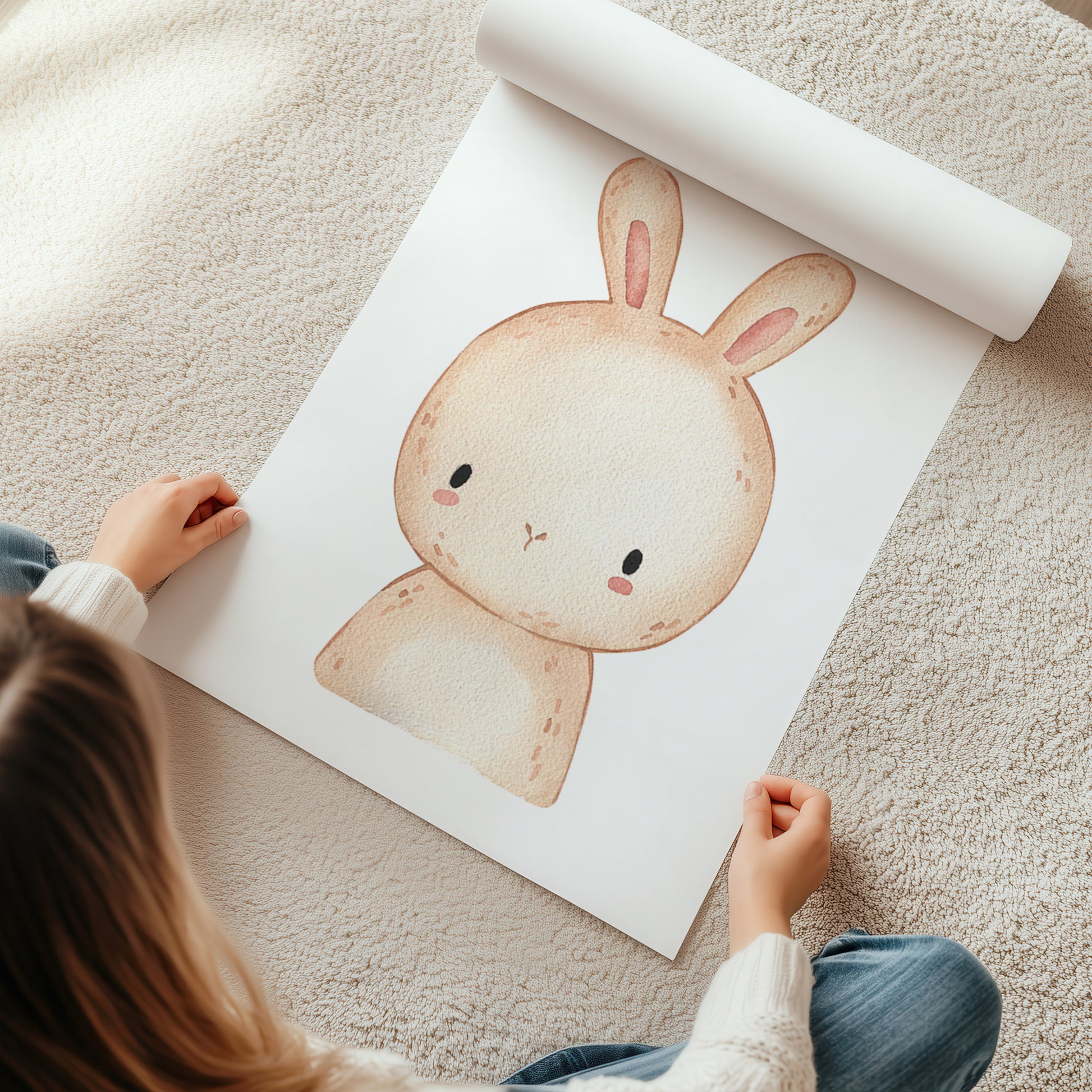Kinderzimmerbild Hase Din A4 A3 - Poster für das Kinderzimmer babyzimmer 