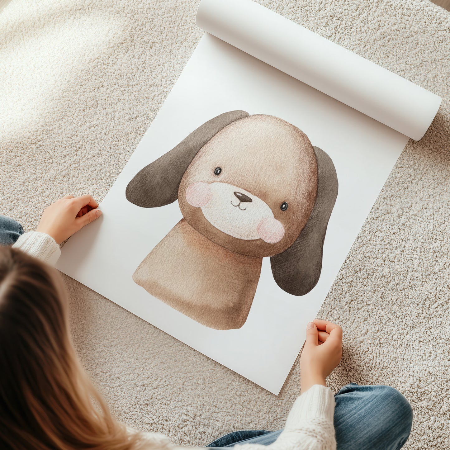 Kinderzimmerbild Hund gemald A4 - Poster für das Kinderzimmer babyzimmer