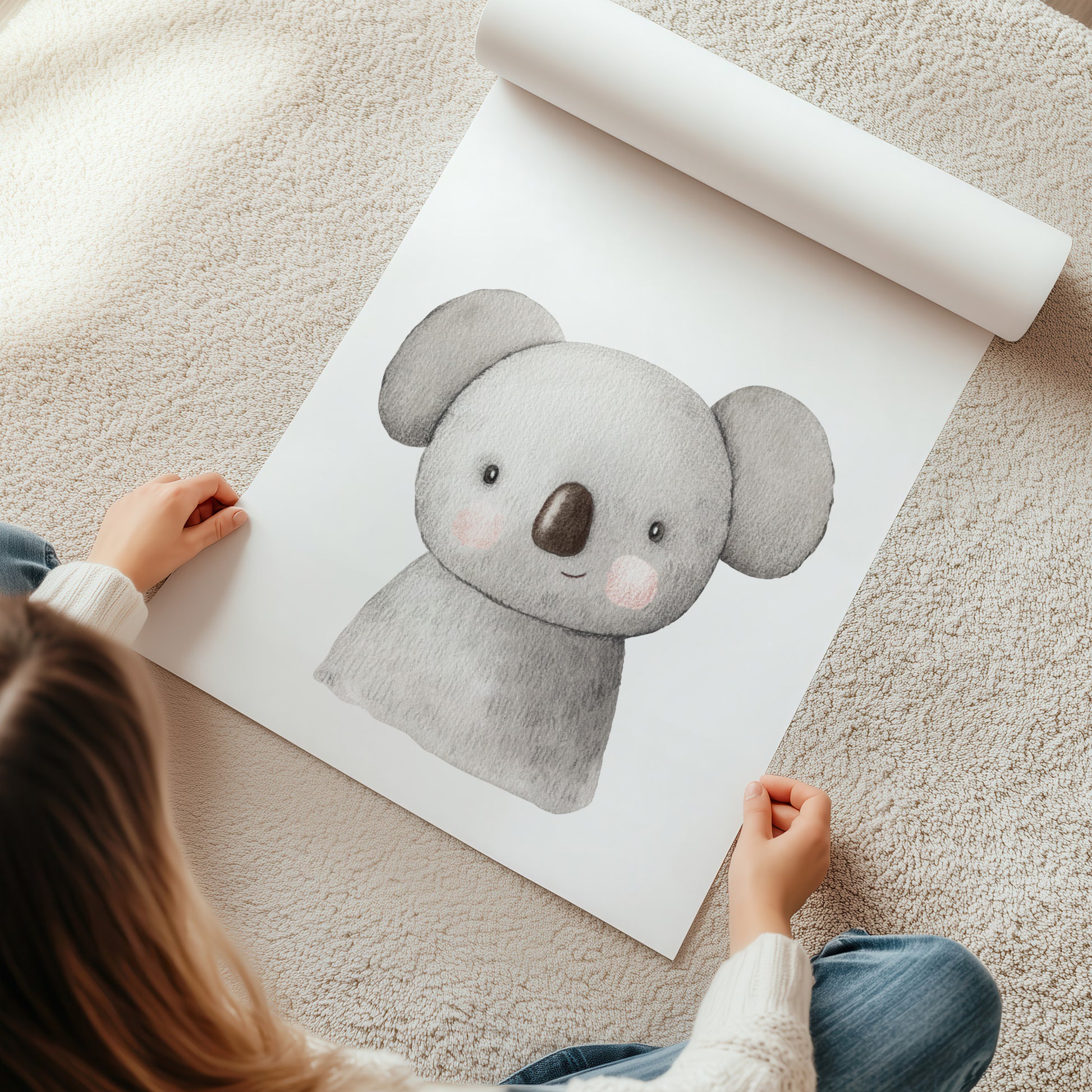 Kinderzimmerbild Koala gemald A4 - Poster für das Kinderzimmer babyzimmer