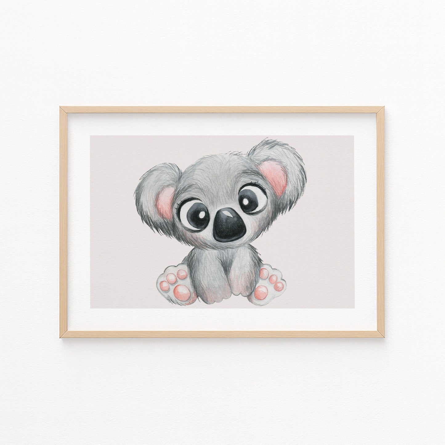 Kinderzimmerbild Koala auf rosa Hintergrund - Poster für das Kinderzimmer - Kunstdruck Babyzimmer A4 & A3