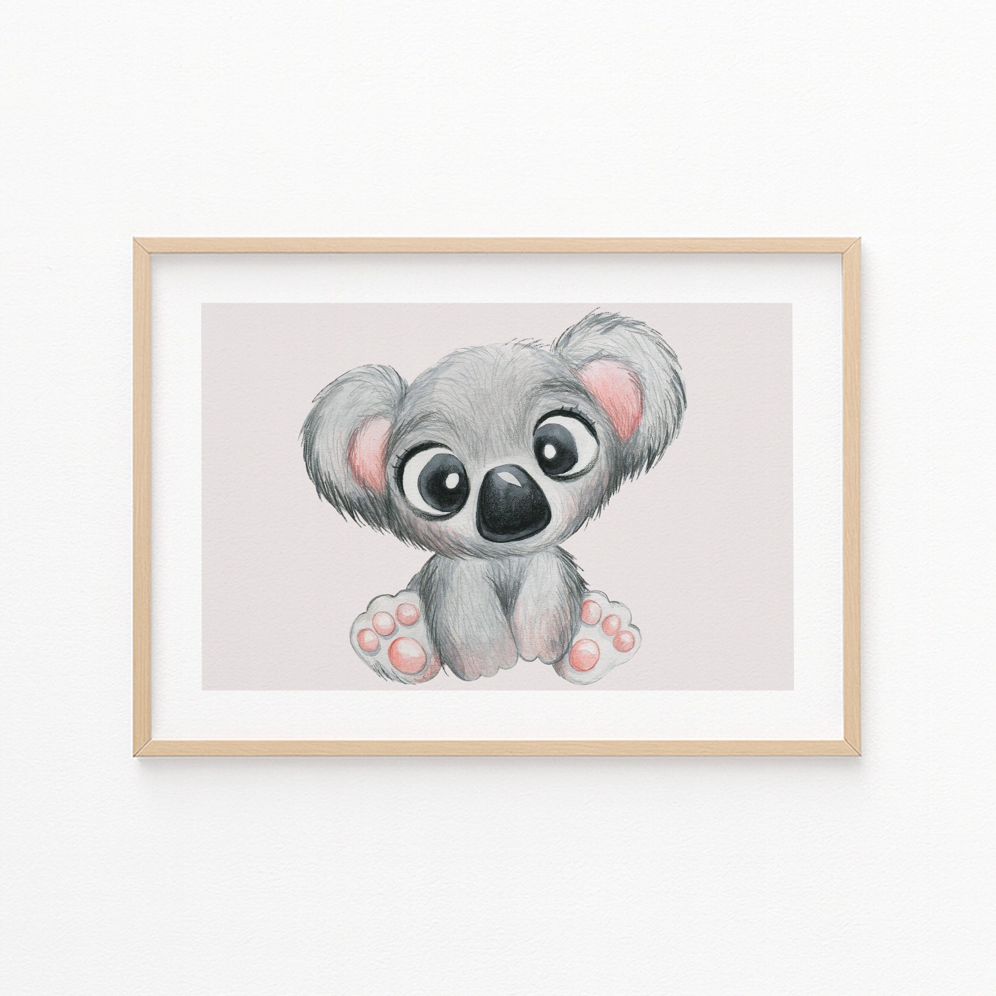 Kinderzimmerbild Koala auf rosa Hintergrund - Poster für das Kinderzimmer - Kunstdruck Babyzimmer A4 & A3
