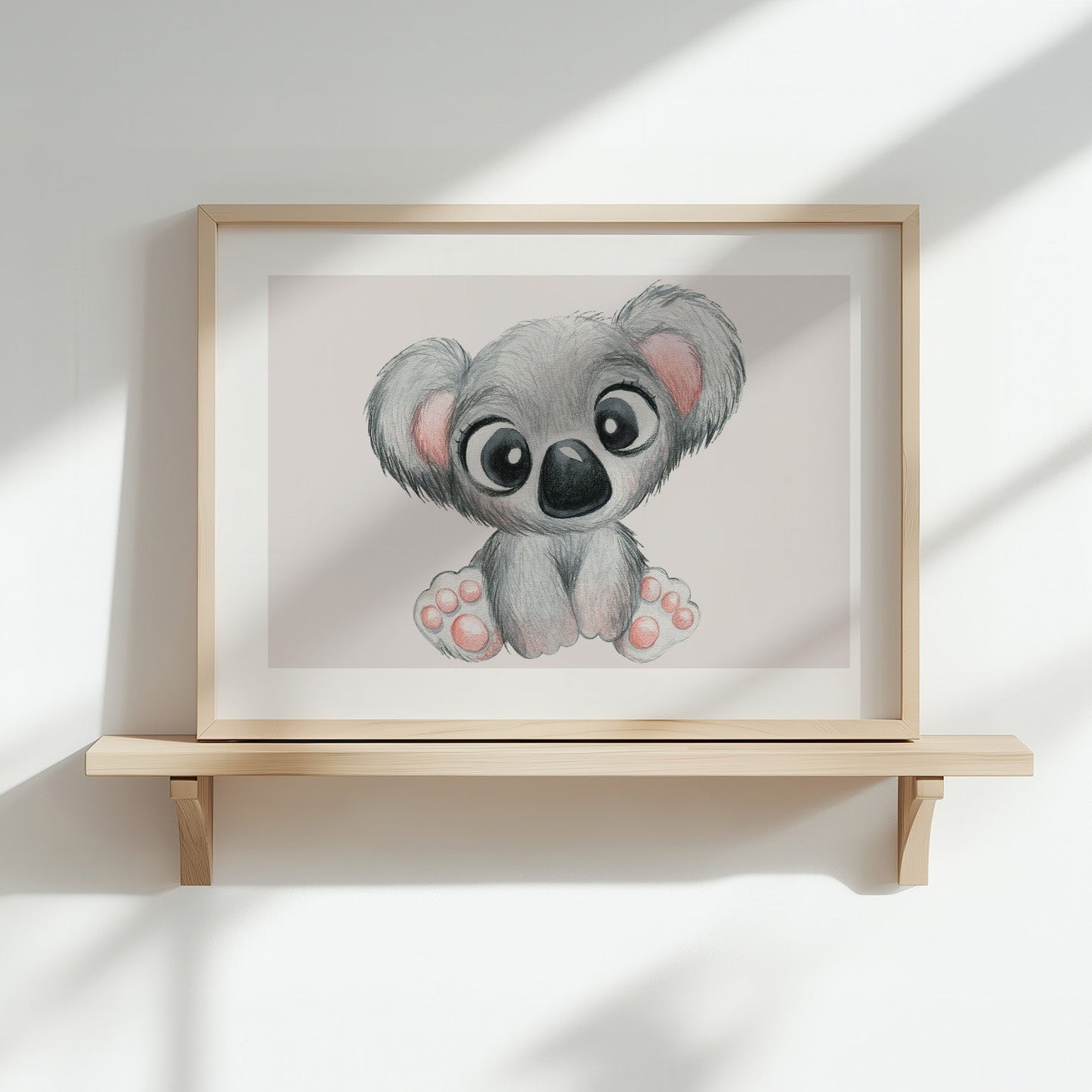 Kinderzimmerbild Koala auf rosa Hintergrund - Poster für das Kinderzimmer - Kunstdruck Babyzimmer A4 & A3