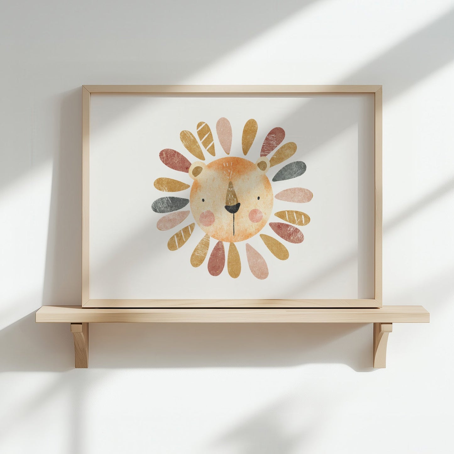 Kinderzimmerbild mit einem Löwenkopf bunt - Poster für das Kinderzimmer - Babyzimmer A3 & A4