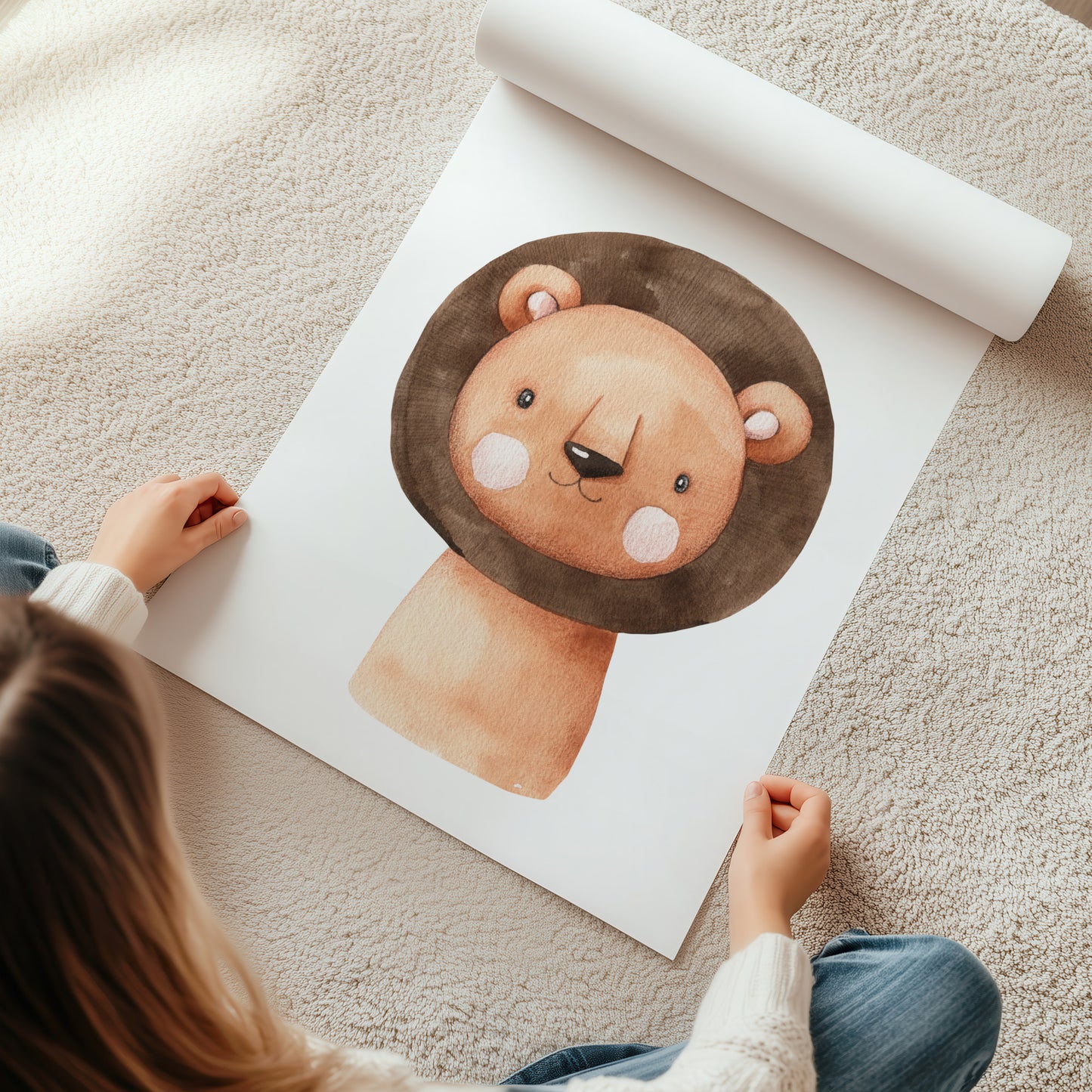Kinderzimmerbild Löwe gemald A4 - Poster für das Kinderzimmer babyzimmer