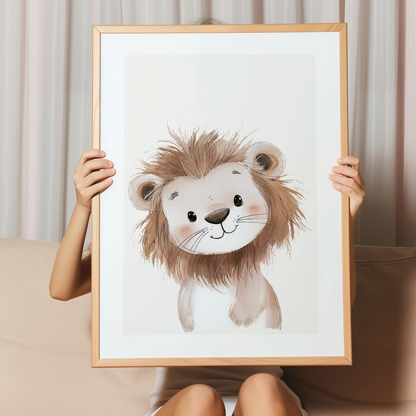 Kinderzimmerbild Löwe gemald A4 - Poster für das Kinderzimmer babyzimmer