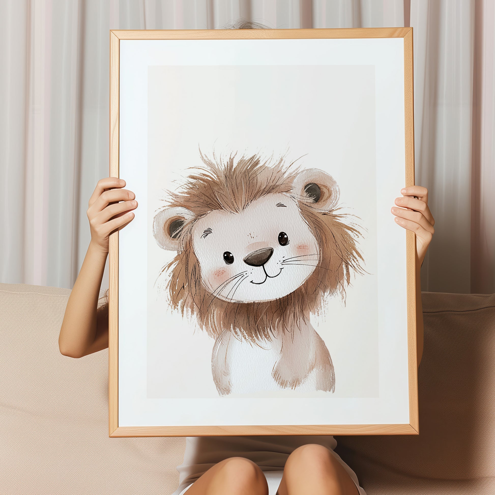 Kinderzimmerbild Löwe gemald A4 - Poster für das Kinderzimmer babyzimmer