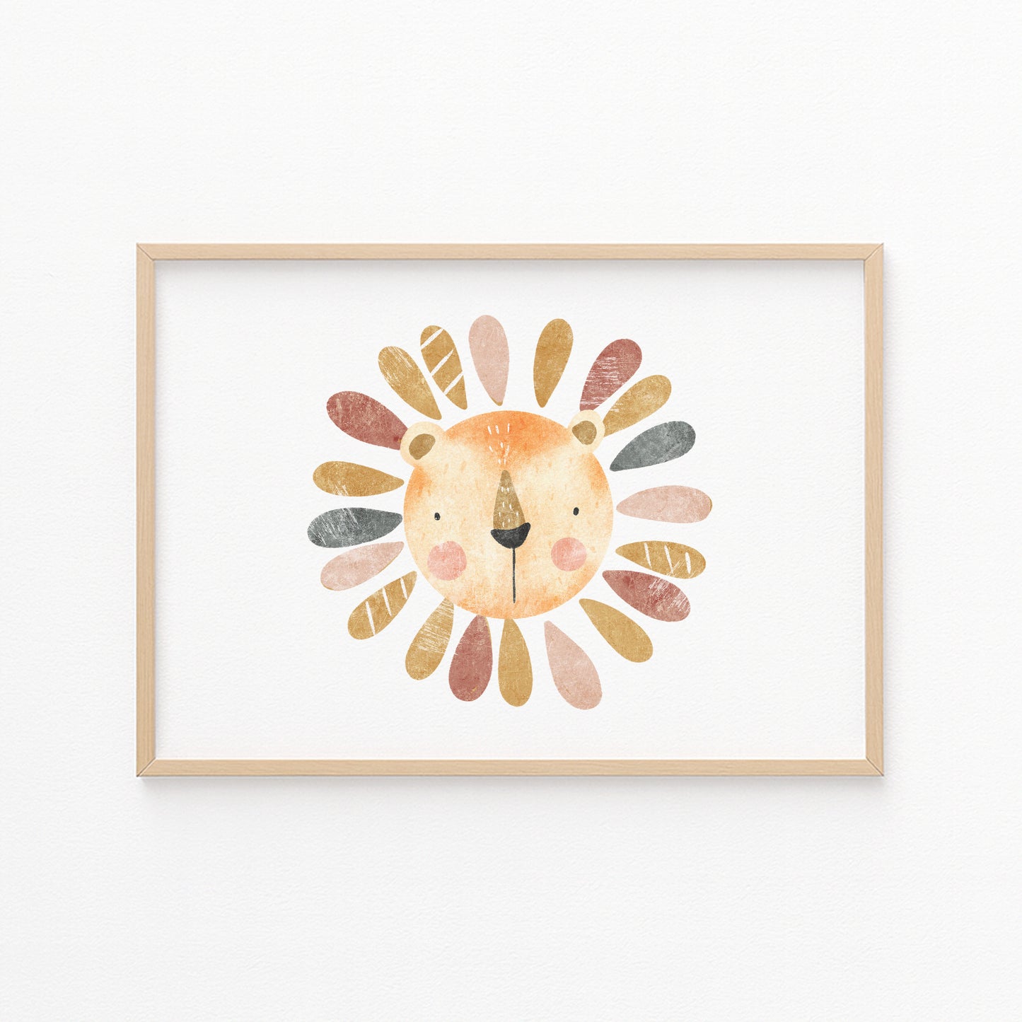 Kinderzimmerbild mit einem Löwenkopf bunt - Poster für das Kinderzimmer - Babyzimmer A3 & A4