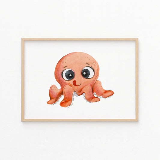 Kinderzimmerbild Oktopus - Poster für das Kinderzimmer - Kunstdruck Babyzimmer A4 & A3
