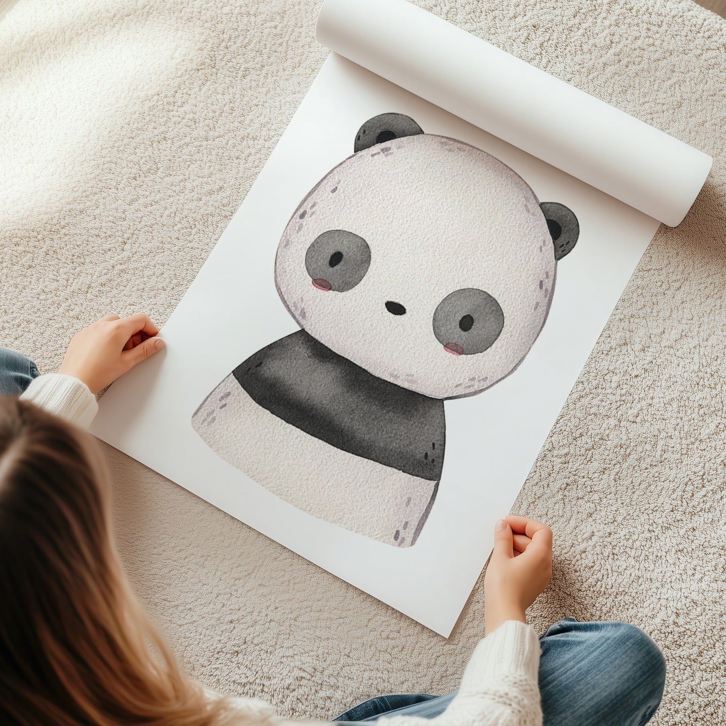 Kinderzimmerbild Panda schwarz weiß A4 A3 - Poster für das Kinderzimmer babyzimmer 