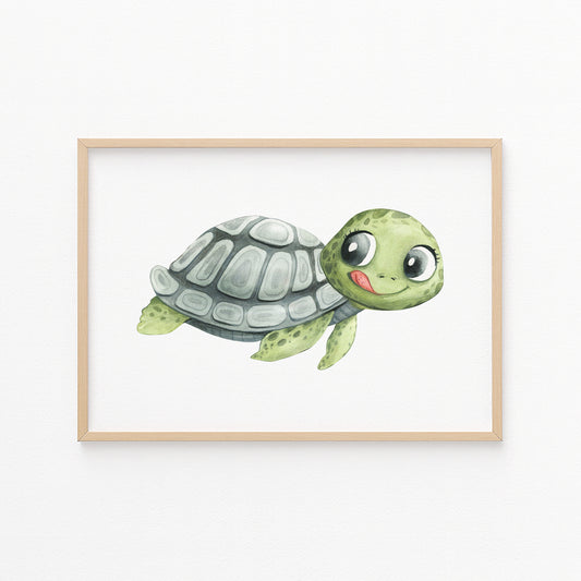 Kinderzimmerbild Schildkröte - Poster für das Kinderzimmer - Kunstdruck Babyzimmer A4 & A3
