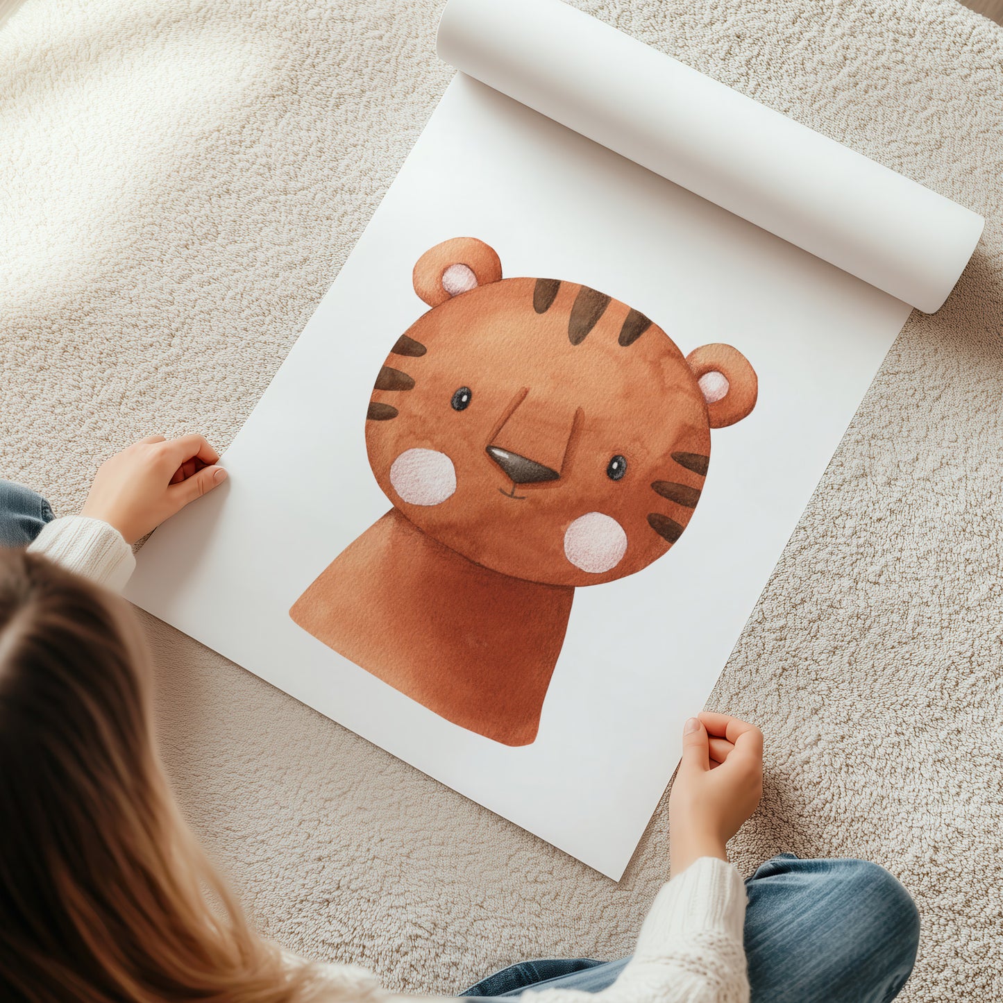 Kinderzimmerbild Tiger gemald A4 - Poster für das Kinderzimmer babyzimmer