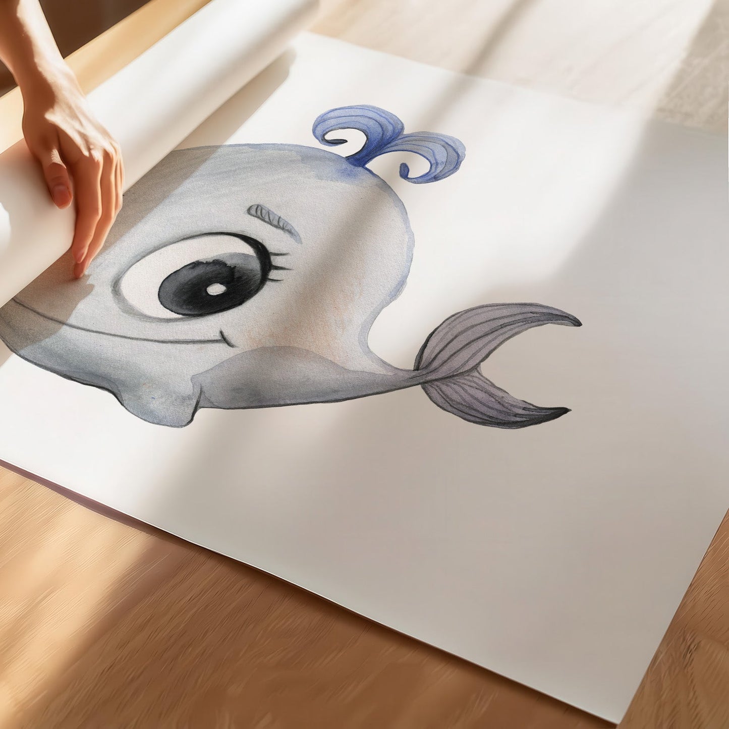 Kinderzimmerbild Wal - Poster für das Kinderzimmer - Kunstdruck Babyzimmer A4 & A3