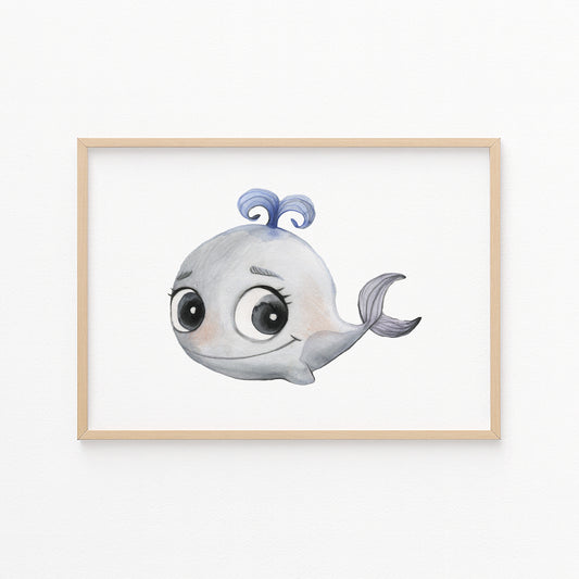 Kinderzimmerbild Wal - Poster für das Kinderzimmer - Kunstdruck Babyzimmer A4 & A3