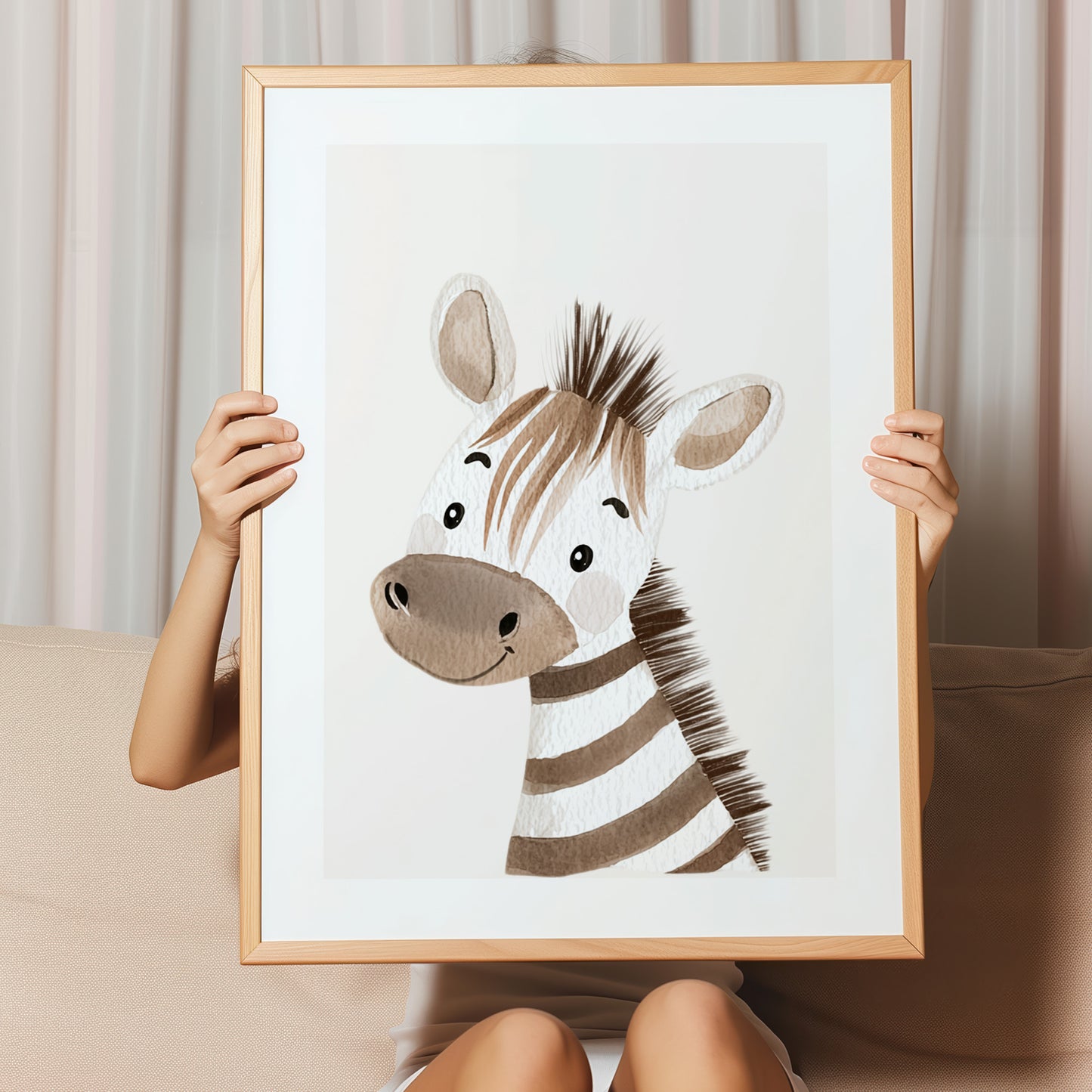 Kinderzimmerbild Zebras gemald A4 - Poster für das Kinderzimmer babyzimmer