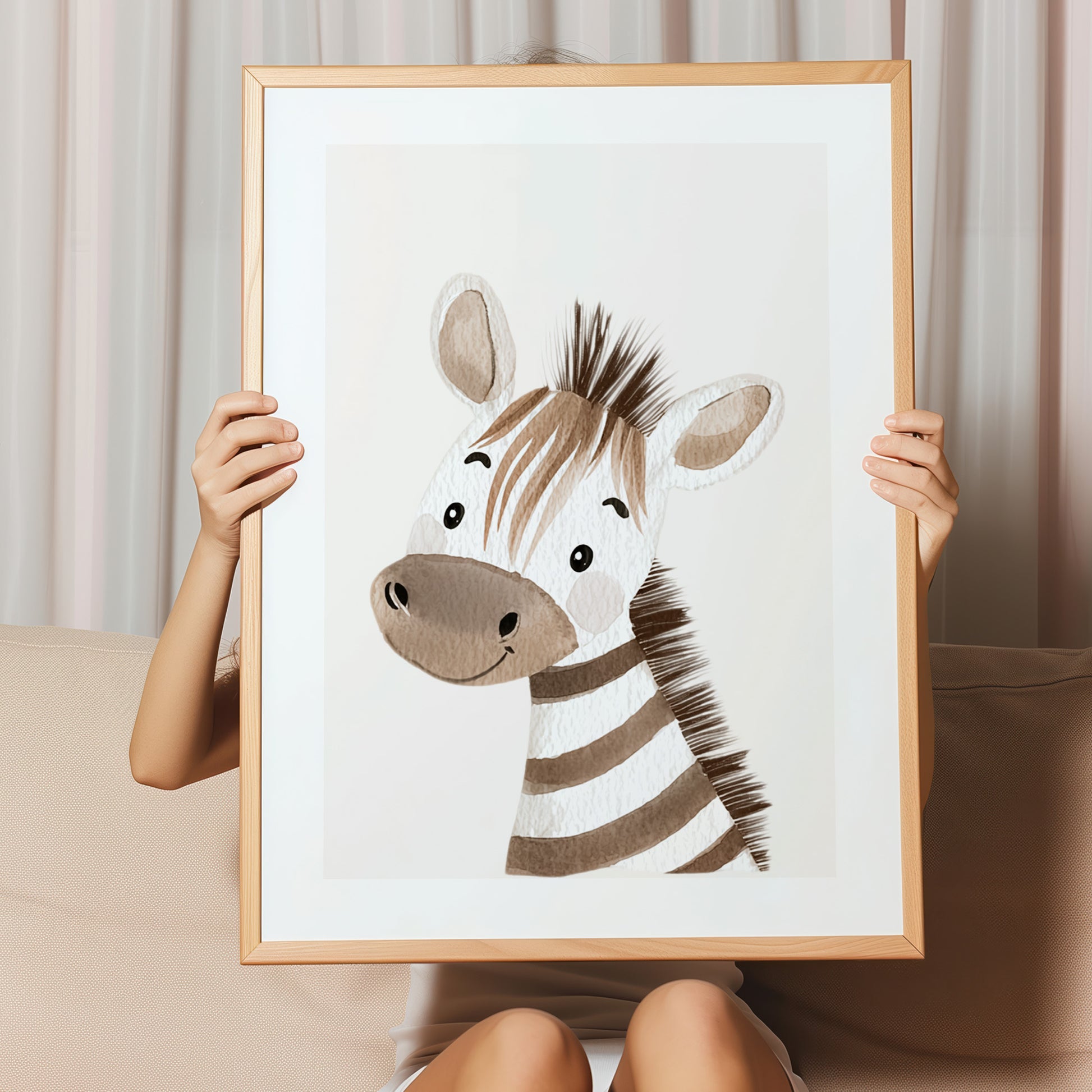Kinderzimmerbild Zebras gemald A4 - Poster für das Kinderzimmer babyzimmer