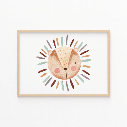 Kinderzimmerbild mit einem Löwenkopf bunt - Poster für das Kinderzimmer - Babyzimmer A3 & A4